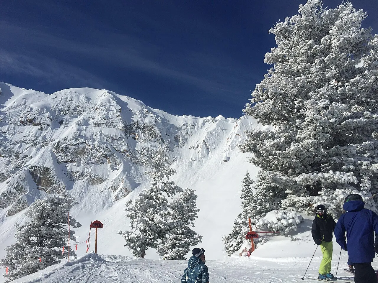 Sunny day in February, 2019 at Snowbasin Ski Resort in Utah