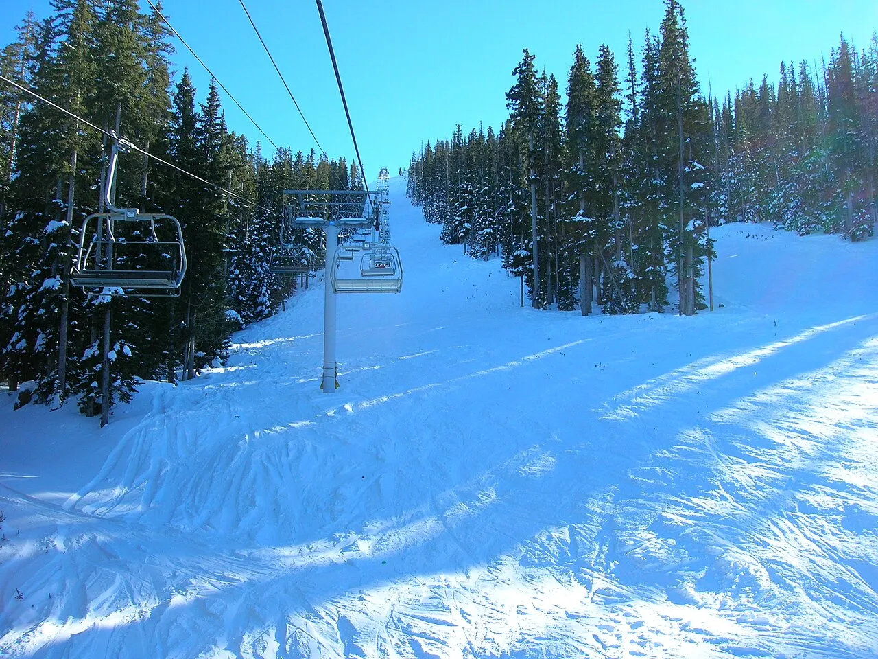 High-speed quad chairlift on Sunrise Peak.