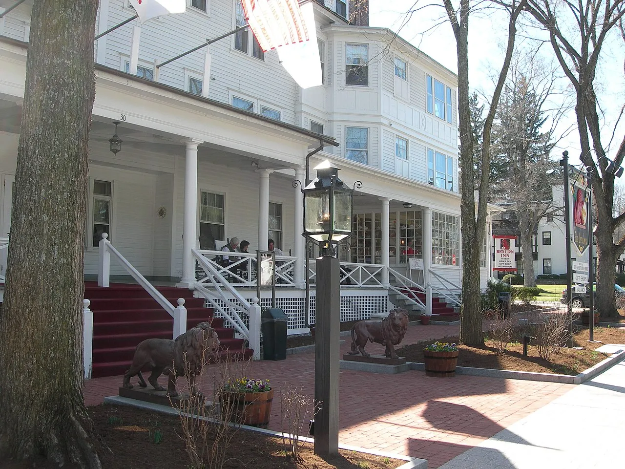 The Red Lion Inn's long front porch on Main Street, Stockbridge