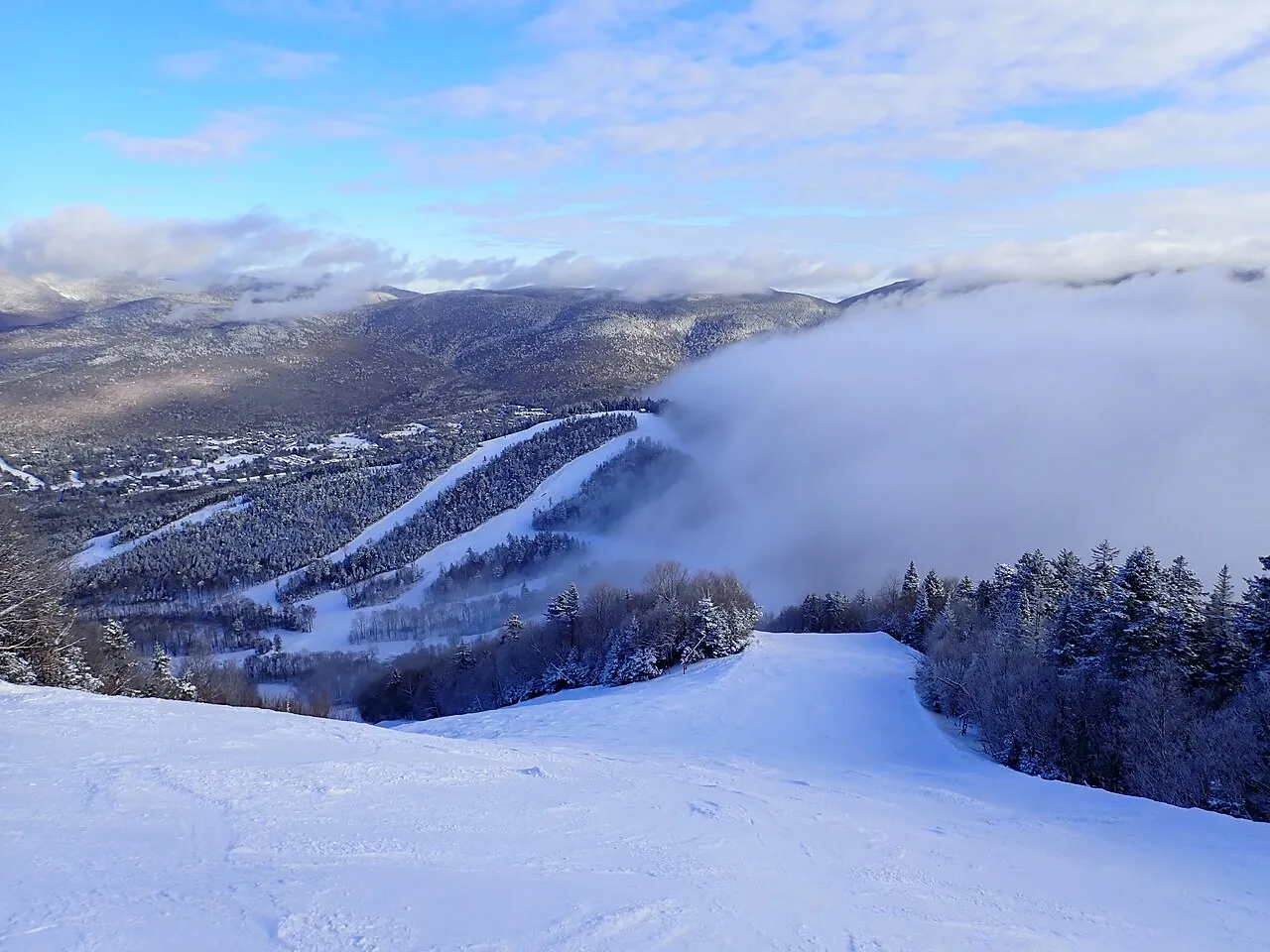 Clouds behind Green Peak at Waterville Valley.