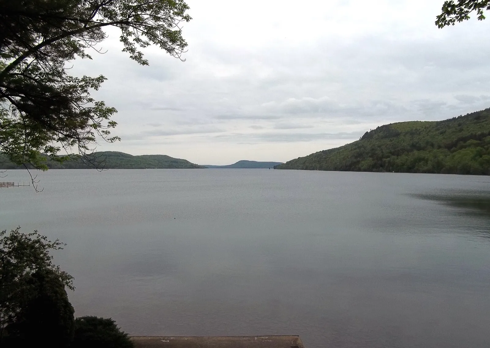 Otsego Lake stretching south between wooded hills