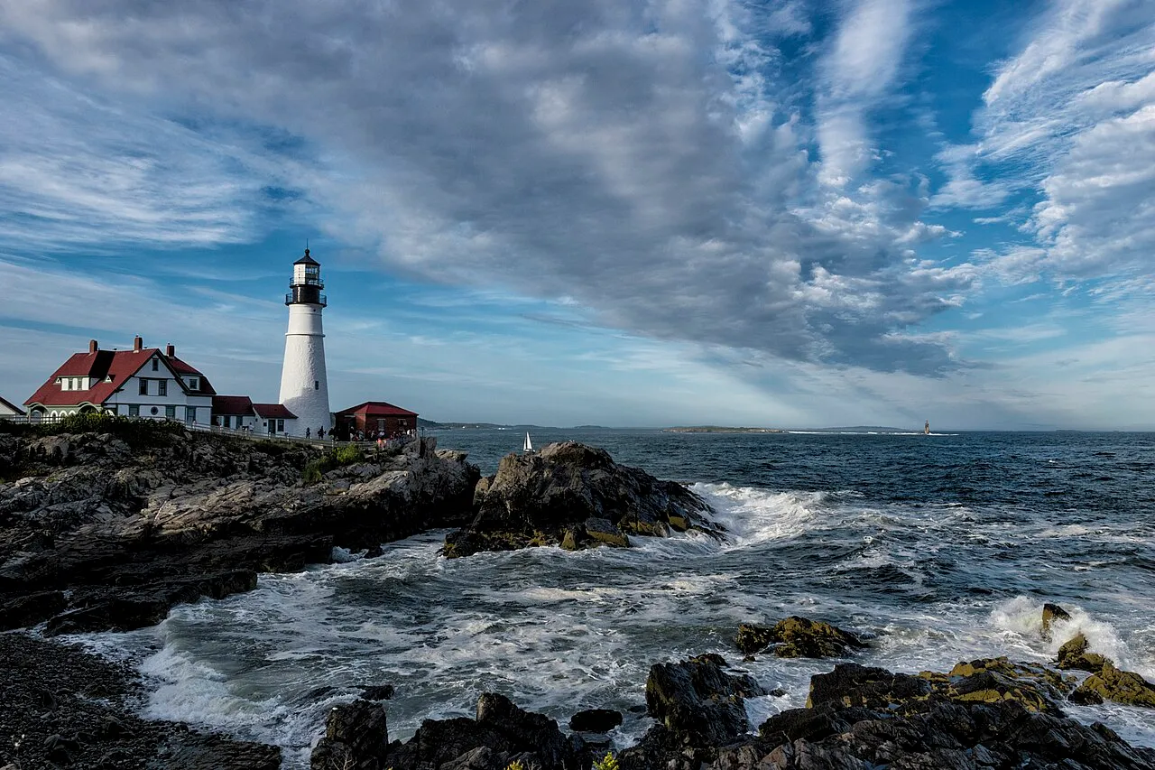Portland Head Light on the rocks of Cape Elizabeth