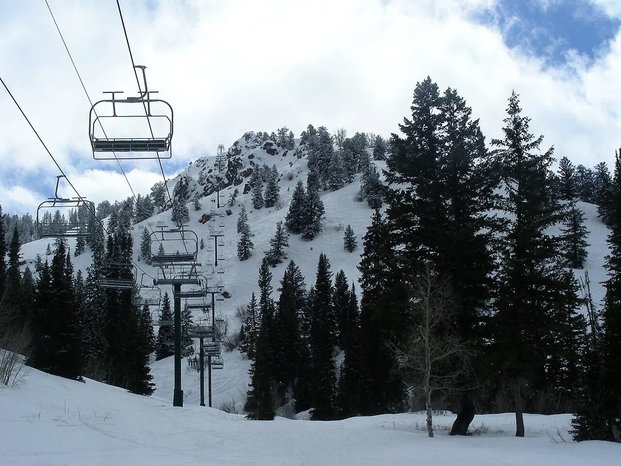 View of Paradise quad chair at Powder Mountain ski resort