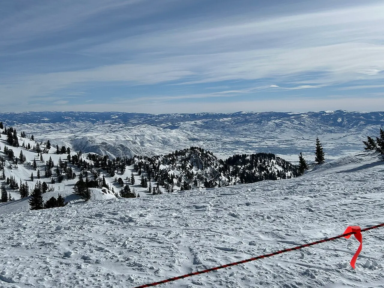 Surrounding mountains from top of Supreme lift in Alta Ski Area