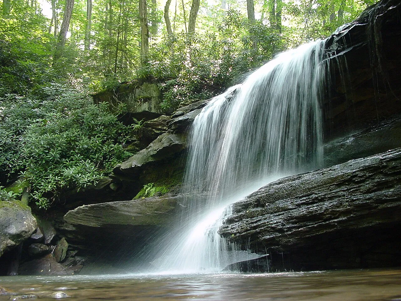 Jonathan's Run Falls: A bit of a hike off of the main Rail trail near Ohiopyle State Park , but well worth it.