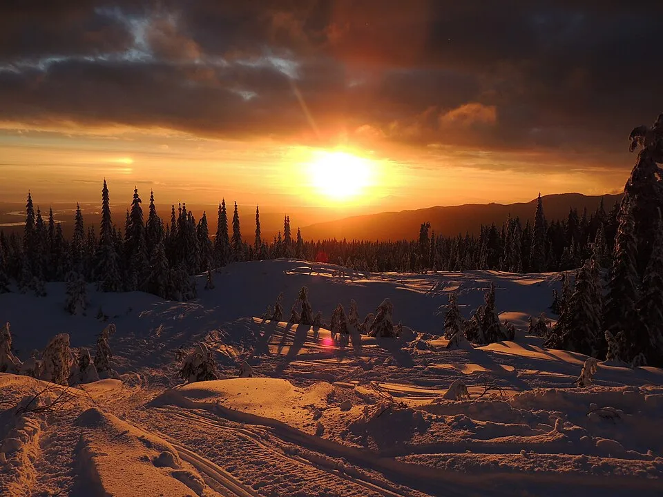 View from the ski run on Burke during sunset.