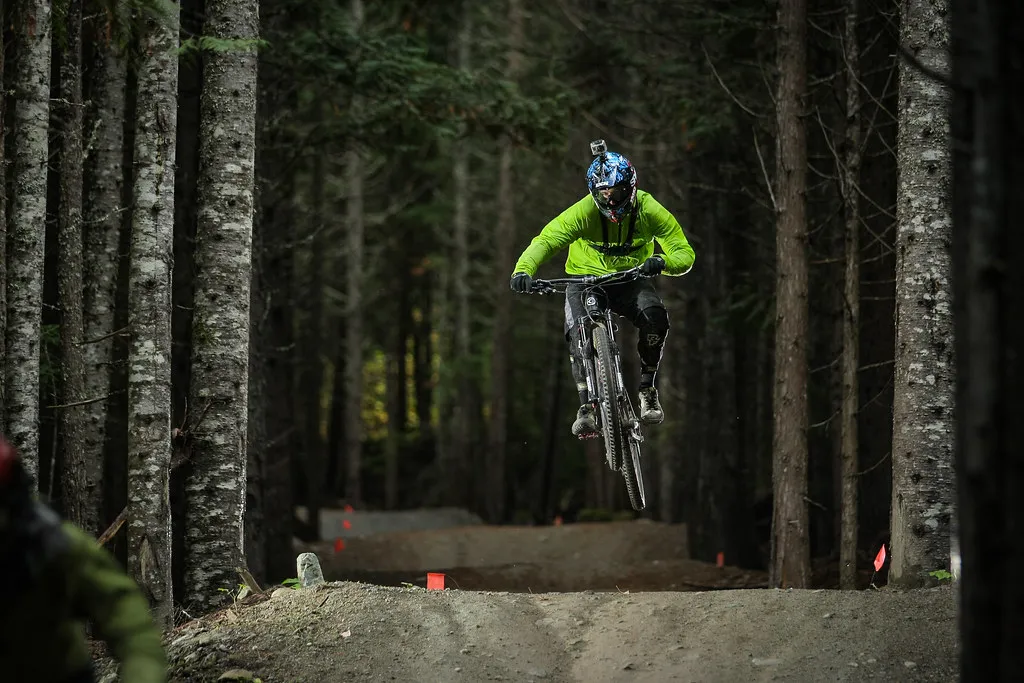 Tiny whip on Crank It Up, Whistler Bike Park