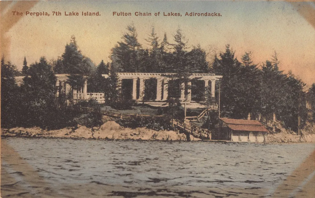 THE PERGOLA 7TH LAKE ISLAND FULTON CHAIN OF LAKES ADIRONDACKS