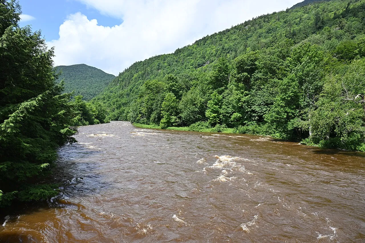 Looking upstream on the Ausable river just above High Falls Gorge.