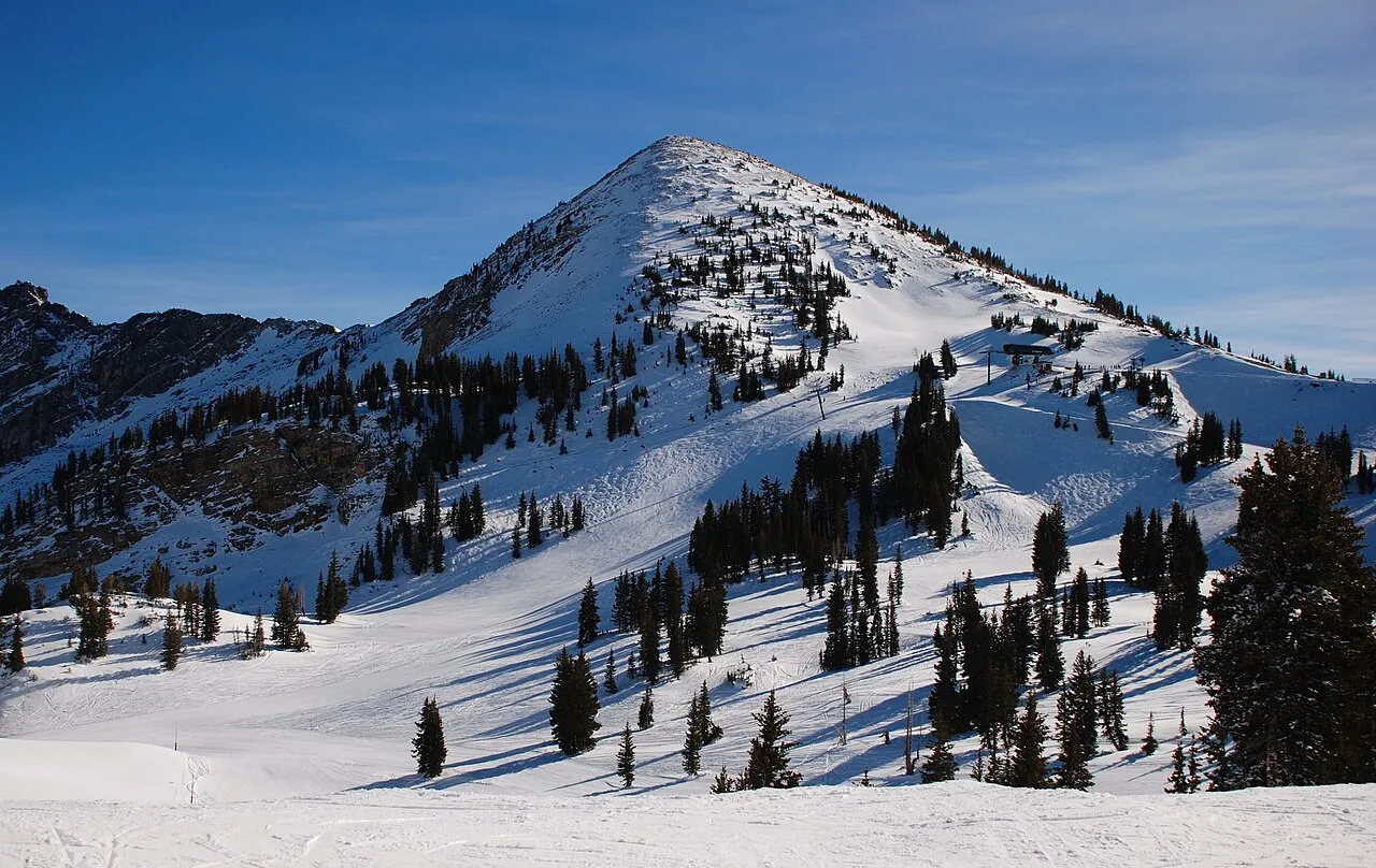Northwest aspect of Sugarloaf Mountain at Alta Ski Area, Utah, USA.