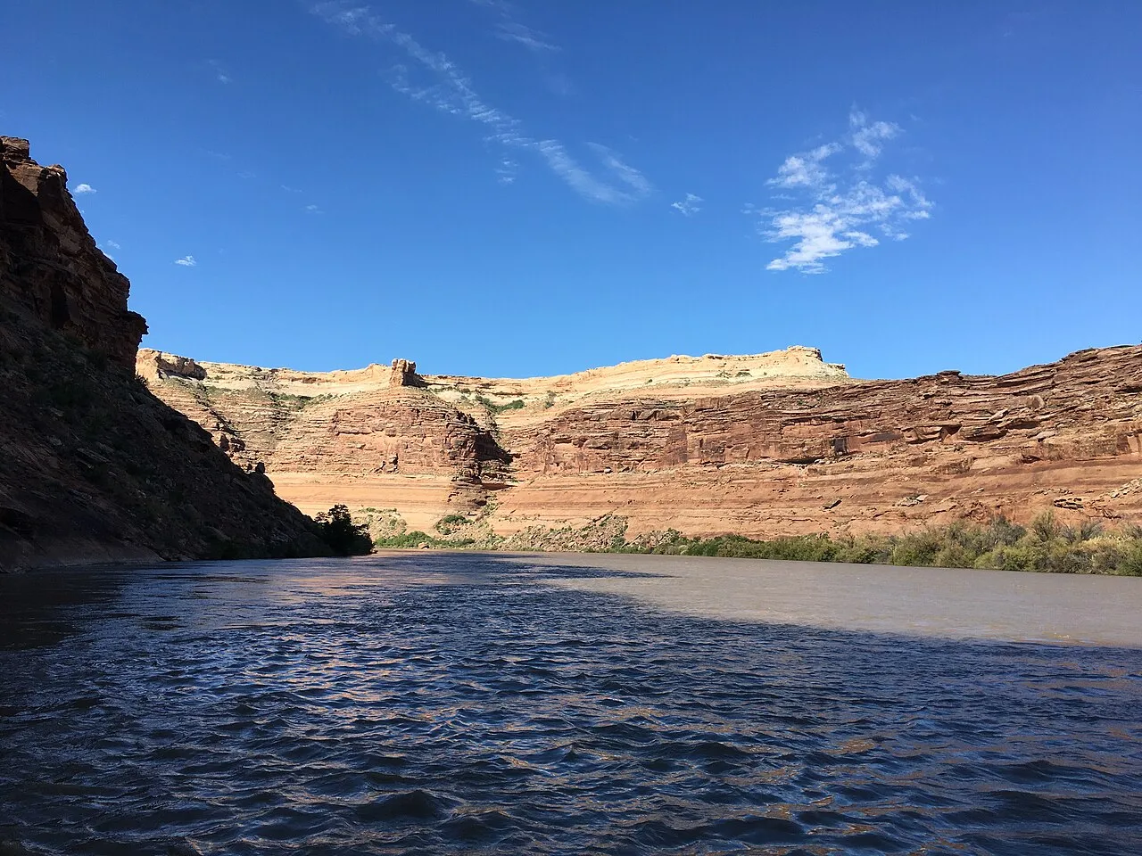 gentle choppy water on the Green River in Labyrinth Canyon Photo by BLM employee Matt Blocker,
