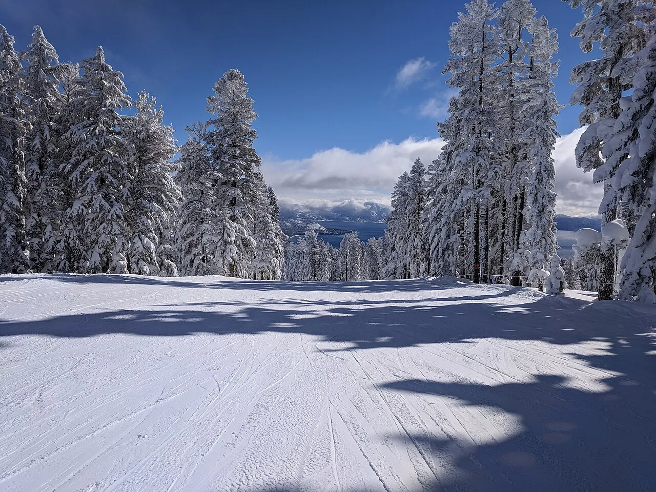 The East Ridge of Northstar California, with a view of the north shore of Lake Tahoe.