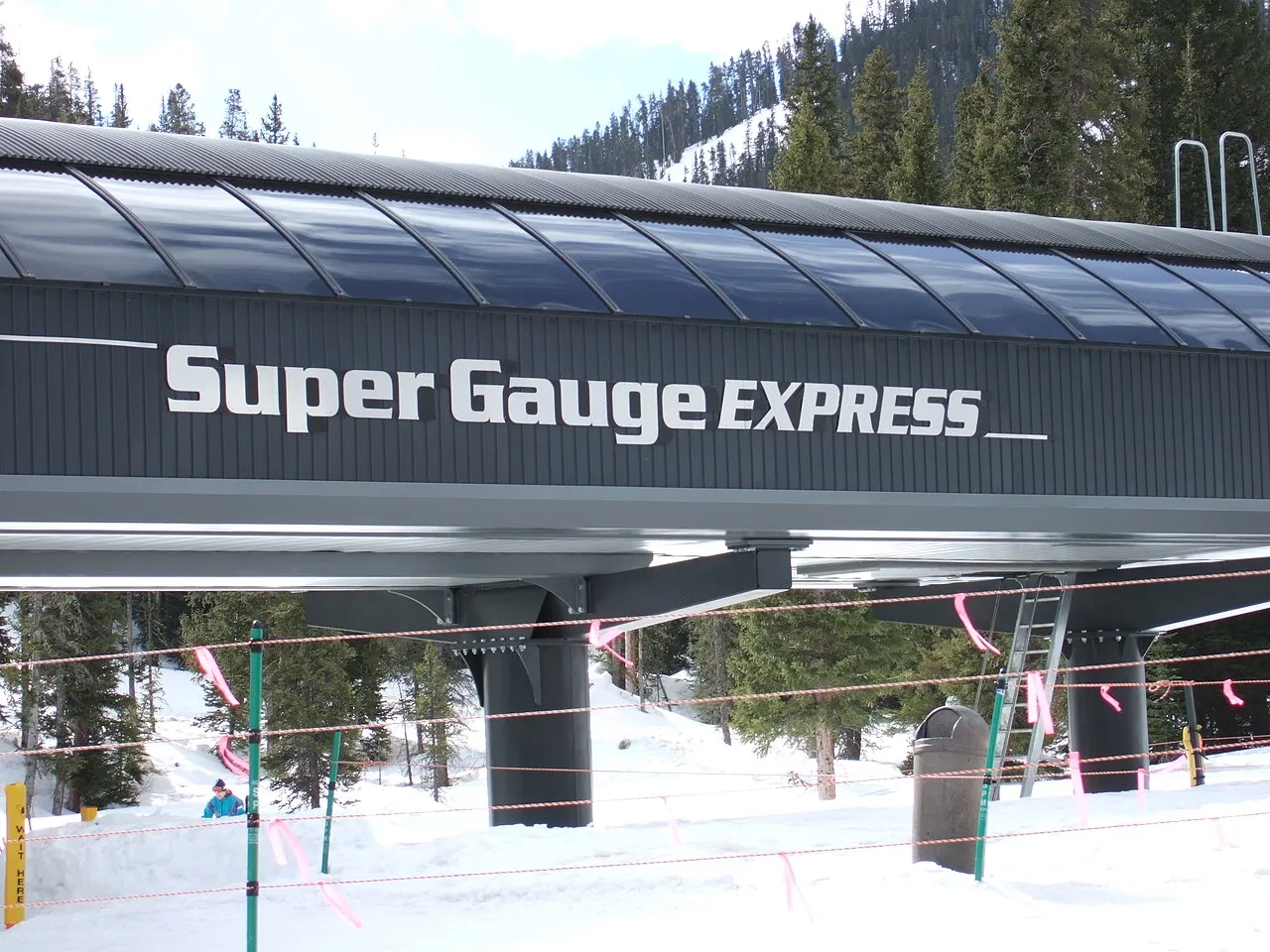 The bottom of the Super Gauge Express lift at the Mary Jane base at Winter Park Ski Resort in Winter Park, Colorado.
