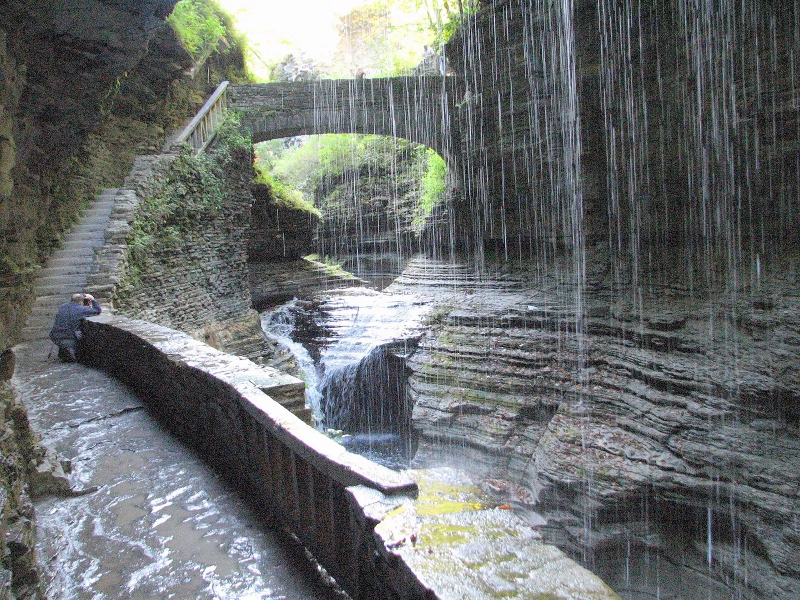 Gorge Trail passing behind Rainbow Falls