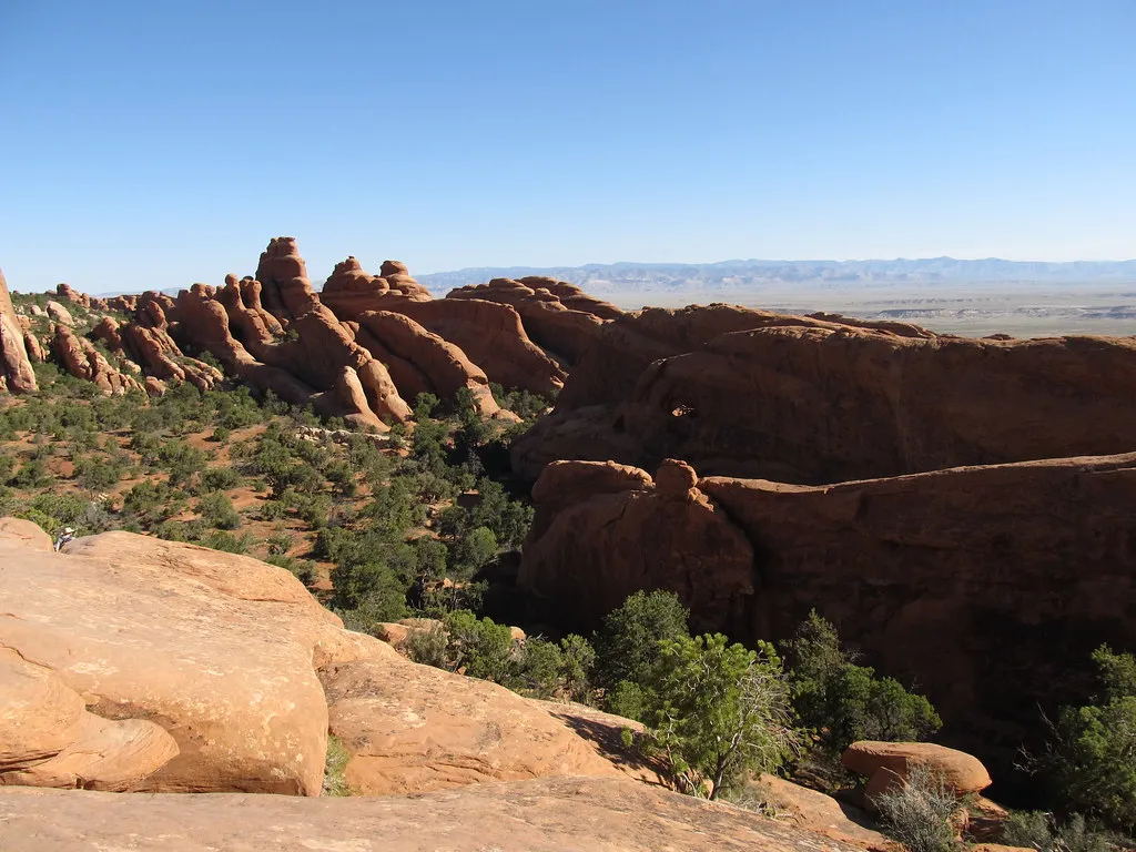 View from Double O Arch, Devils Garden Trail, Arches National Park, Moab, Utah