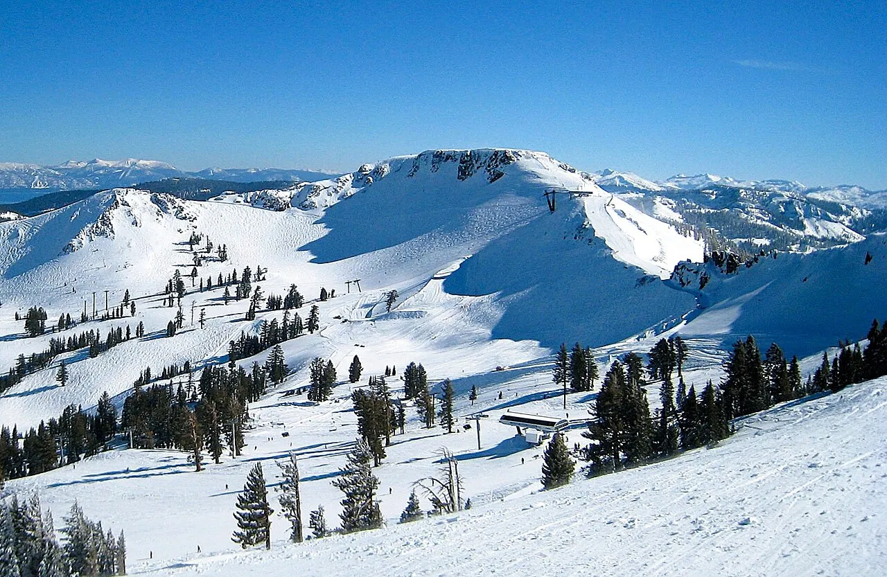 North aspect of Washeshu Peak at the Palisades Tahoe ski area in California, USA.