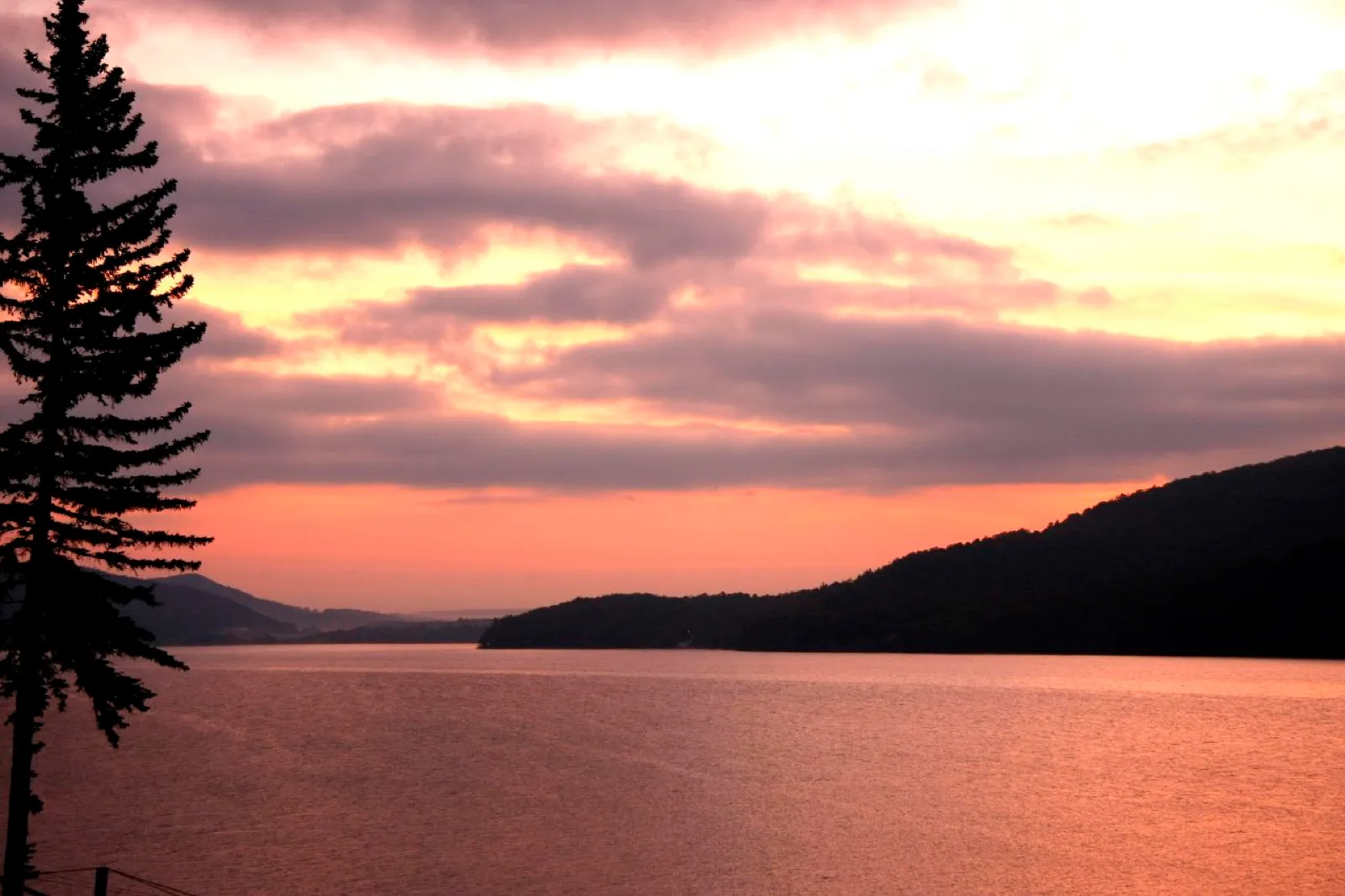 Pink sunrise over Otsego Lake (nearby Cooperstown)
