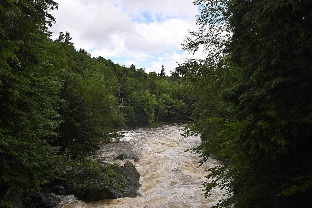 Looking downstream on the Ausable river just above High Falls Gorge.